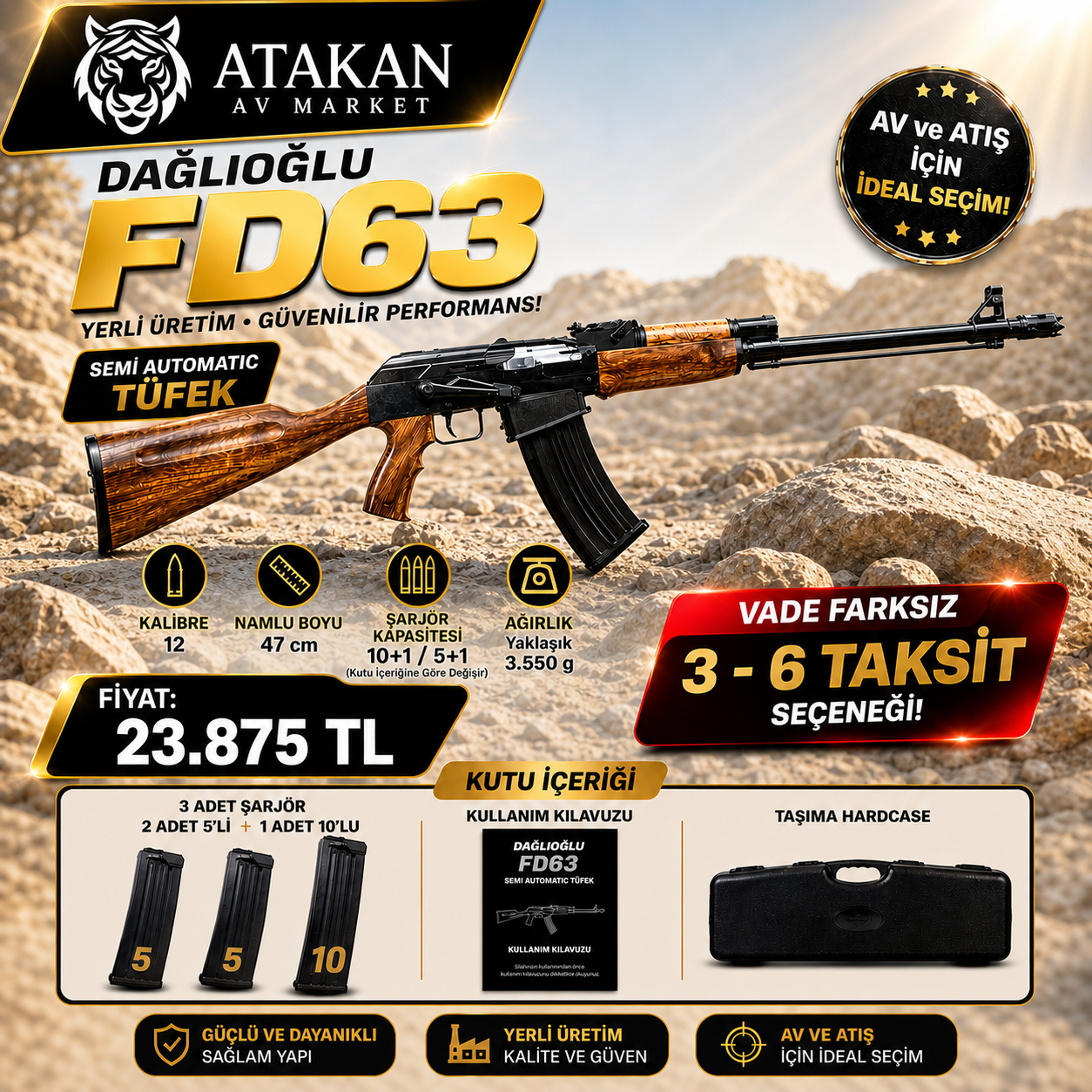 DAĞLIOĞLU FD 63 ŞARJÖRLÜ AV TÜFEĞİ