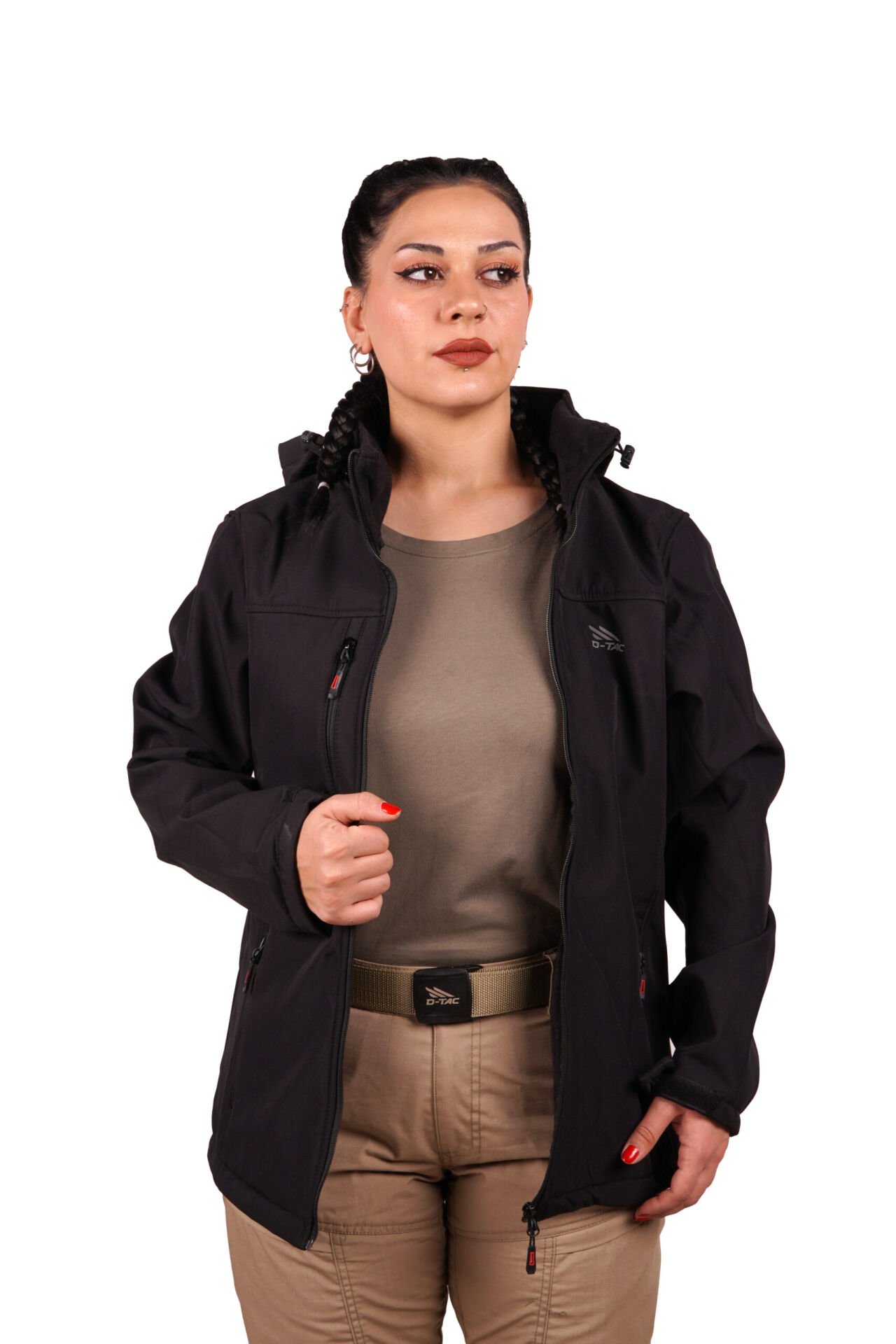 D-TAC Tactical Outdoor Softshell Kapüşonlu Su Geçirmez Mont Siyah - M