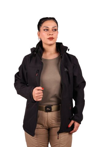 D-TAC Tactical Outdoor Softshell Kapüşonlu Su Geçirmez Mont Siyah - XL