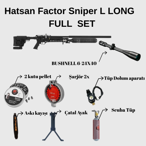 Hatsan Factor Sniper L LONG Black PCP Havalı Tüfek BUSHNELL 6-24X40
