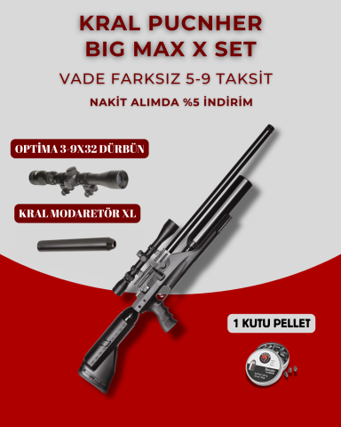 KRAL BIGMAX X SIYAH 6.35mm PCP HAVALI TÜFEK 0.25cal Kral