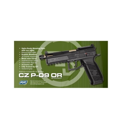 ASG CZ P-09 OPTİC READY BLOWBACK SİYAH AİRSOFT TABANCA OPTİK+ÇANTA 19600
